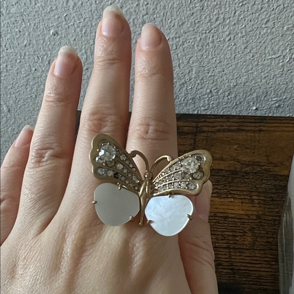 Vintage Juicy Couture Gold Butterfly Ring Gemstones - Picture 3 of 10